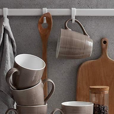 DOWAN Coffee Mugs, 17 Oz Coffee Mug Set of 6, Corrugated Tea Mugs (Brown) - Image 3