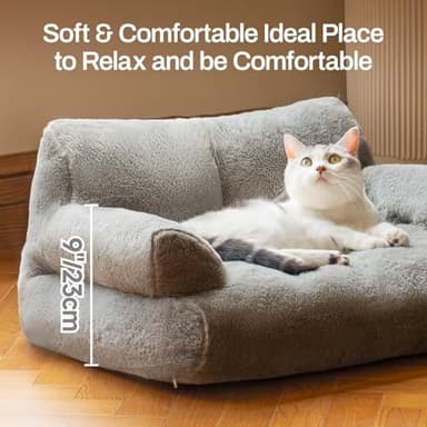 MEWOOFUN Cat Bed for Indoor Cats, Washable Dog Beds for Small Dogs & Cats with Removable Cover, Fluffy Cat Couch with Non-Slip Bottom (Grey, 26.0" L X 19.0" W X 13.0" Th) - Image 9