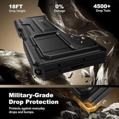 TONGATE for Z Fold 6 Case, [with S Pen Slot & Hinge Protection] [Tempered Glass Screen Protector] Full-Body Military Drop Phone Case for Samsung Galaxy Z Fold 6 with Stand & Belt Clip, Titanium Black - Image 5