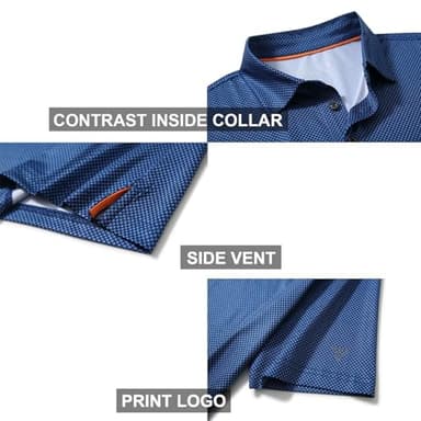 Golf Shirts for Men Dry Fit Short Sleeve Print Performance Moisture Wicking Polo Shirt Blue Circle - Image 4