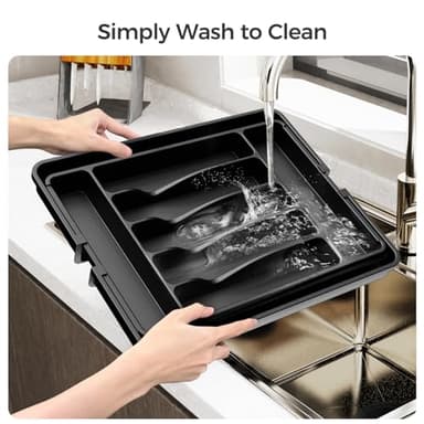 ukeetap Extra Large Expandable Silverware Organizer, BPA-Free Food-Safe Cutlery Flatware Organizer, Kitchen Utensil Drawer Organizer, Adjustable Silverware Holder for Spoons Forks Knives, Black - Image 5