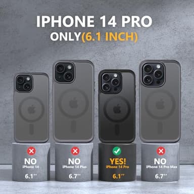 MOCCA Strong Magnetic for iPhone 14 Pro Case, [Compatible with Magsafe][13FT Military Drop Protection] Slim Translucent Matte Shockproof Case for iPhone 14 Pro Phone Case 6.1'', Black - Image 7