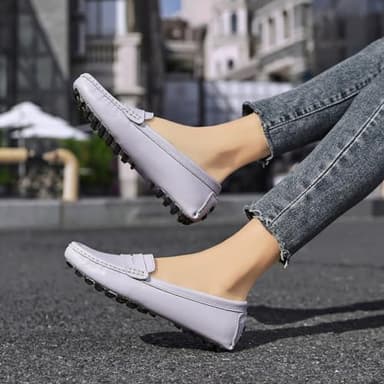 Artisure Women's Classic Comfort Lilac Leather Penny Loafers Casual Slip-Ons Lightweight Walking Flats Driving Mocs Boat Shoes 10 M US - Image 6