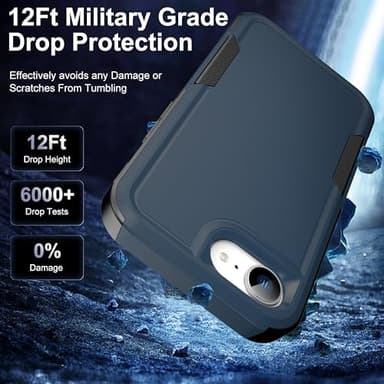 RonShieh for iPhone 16e Case [Shockproof] [Dropproof] [Heavy Duty Protection] [Pocket-Friendly] Slim & Tough Non-Slip Protective Phone Cover for iPhone 16 e 2025 6.1inch, Navy Blue - Image 5