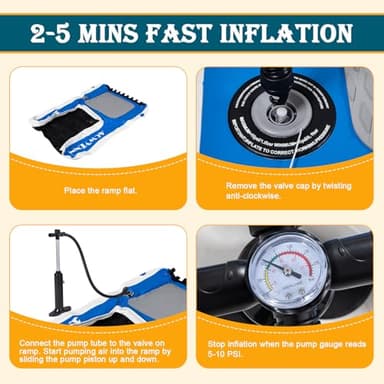 ACWYENN Large Inflatable Dog Boat Pool Ramp for Large Dog Ramp for Pool Boat Dock with Non-Slip Pad (58" x 38" Blue) - Image 6