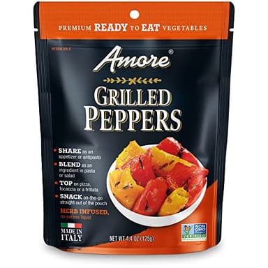 Amore Vegan Bell Peppers - Non GMO Certified Ready-to-Eat Herb Infused Vegetables In Resealable Bags 4.4Oz (Pack of 10) - Image 1