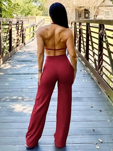 YEOREO Workout Leggings Womens No Front Seam Straight Leggings 31.5" High Waist Buttery Eddiy Gym Yoga Pants Ancora Red XS - Image 6