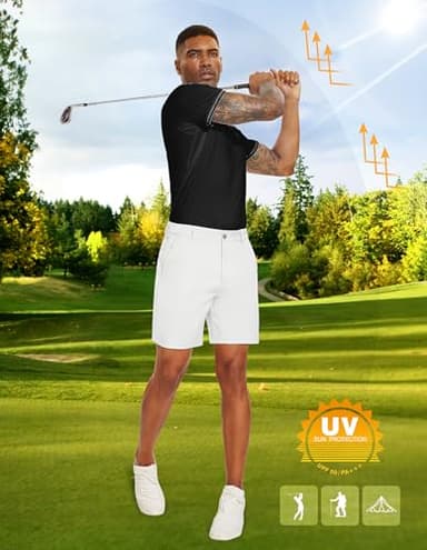 PULI Mens Golf Dress Shorts Business Casual Stretch Work Hiking Quick Dry Lightweight with Pockets White 38 - Image 6