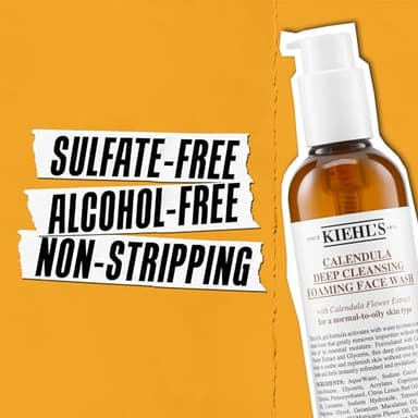 Kiehl's Calendula Deep Cleansing Face Wash, Balances Skin While Gently Removing Impurities, Soothing and Refreshing, Boosts Moisture Barrier for Soft-Feeling Skin, Paraben + Sulfate Free - 16.9 fl oz - Image 4