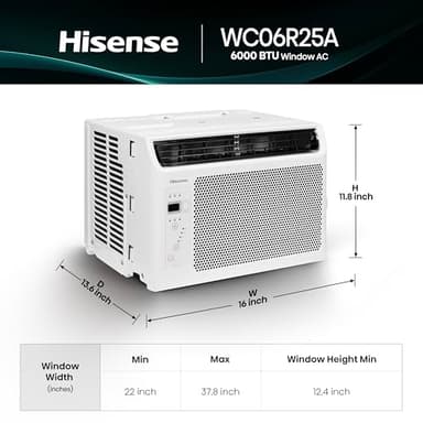 Hisense 6,000 BTU Window Air Conditioner, Easy Installation,Ultra Quiet, Easy-to-install Window Kit Included, 2 Years Warranty - Image 2