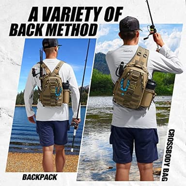 Piscifun Fishing Tackle Backpack with Rod & Gear Holder, Lightweight Outdoor Water-Resistant Fishing Shoulder Storage Bag - Image 2