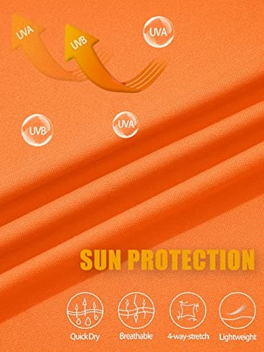 Men's UPF 50+ Hooded Long Sleeve Shirt for Fishing, Hiking & Workout - Orange - Image 6