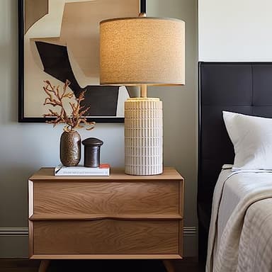 PoKat 23" Modern Ceramic Table Lamp Set of 2 for Living Room White Desk Lamps for Bedroom Farmhouse Bedside Nightstand Bedside Lamp End Table Lamps Beige - Image 7
