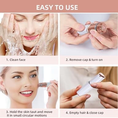 Facial Hair Removal for Women, Portable Lady Shaver, Rechargeable Painless Hair Remover for Face, Upper Lips, Chin, Peach Fuzz - Image 5