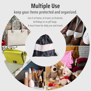 2 Pack Satin Dust Bags for Handbags with Clear Window. Silky Dust Cover for Handbag. Purse Storage Bags. Dustproof Drawstring Bag for Shoes and Boots. (Black, W23.6"xH19.6") - Image 7