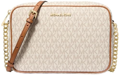 Michael Kors Jet Set Large Crossbody, Gold-Tone Hardware/Vanilla, One Size - Image 1
