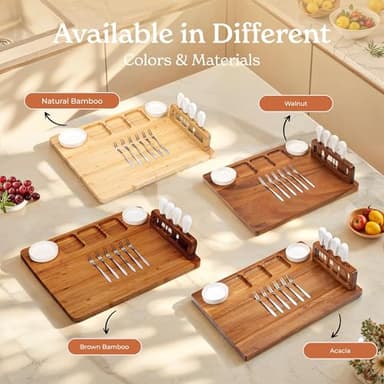 SMIRLY Charcuterie Boards Set, Large Cheese Board Set, Natural Bamboo Charcuterie Tray Cheese Platter with Accessories - Housewarming Gifts New Home, Wedding & Bridal Shower Gifts for Women, Couples - Image 8