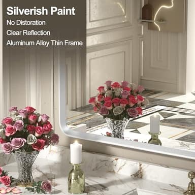 GOLOMO 40x30 Silver Bathroom Mirror, Silver Vanity Mirror for Wall, Rounded Rectangle Mirror with Beveled Border, Anti-Rust, Shatterproof (Horizontal/Vertical) - Image 3