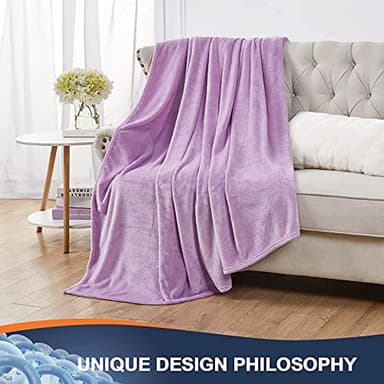 Walensee Fleece Blanket Plush Throw Fuzzy Lightweight (King Size 108x90 Lilac) Super Soft Microfiber Flannel Blankets for Couch, Bed, Sofa Ultra Luxurious Warm and Cozy for All Seasons - Image 4