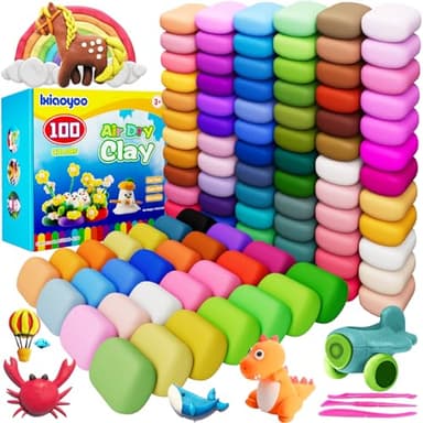 Ixiaoyoo Air Dry Clay, 100 Colors Modelling Clay for Kids, Safe & Non-Toxic, DIY Model Art & Crafts Toys with Sculpting Tools, Home Party Favors, Birthday & Christmas Gifts for Ages 3-12 Boys & Girls - Image 1