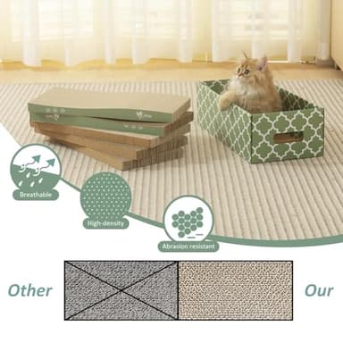 MECOOL Cat Scratching Board，5PC Cat Scratch Pad with Box，Reversible Corrugated Cat Scratcher Cardboard and Lounge Bed for Indoor Cats, Catnip - Image 5