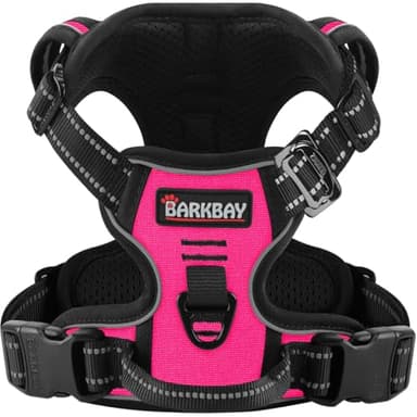 BARKBAY Dog Harness No Pull 3 Buckles for Small Dogs - Adjustable, Reflective, Comfortable, No Choke, Heavy-Duty - Perfect for Outdoor Training, Walking, and Hiking - Strong & Durable - S & Pink - Image 1