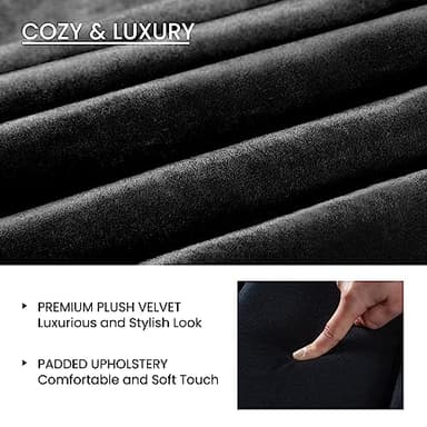 SHA CERLIN Queen Bed Frame/Velvet Upholstered Platform Bed Frame with Headboard/Strong Wood Slats Support/Mattress Foundation/No Box Spring Needed - Black - Image 5