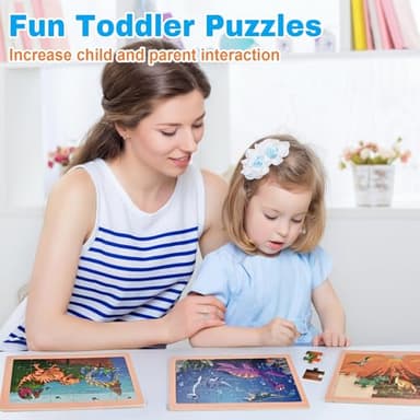 Wooderma Thickened Puzzles for Kids Ages 4-6, Wooden Puzzles for Toddlers, 4 Packs 24 PCS Dinosaur Puzzle, Preschool Educational Puzzle Toys for Boys and Girls 3 4 5 6 Years Old - Image 7