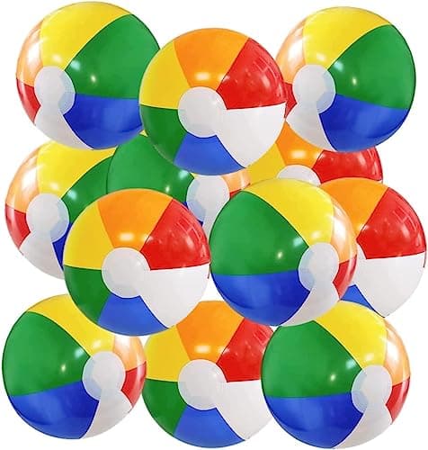 UMUACCAN Beach Ball 12 Pack - 12'' Inflatable Beach Balls for Kids Bulk, Swimming Pool Toys Beach Toys for Summer Water Games, Hawaiian Tropical Theme Party Decorations Favors Supplies - Image 1