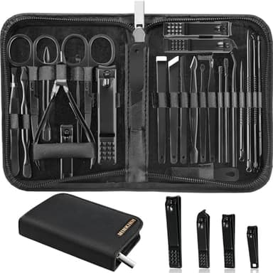 MINKINH Manicure Set Professional Nail Clipper Kit-26 Pieces Stainless Steel Manicure Kit,Nail Care Tools with Luxurious Travel Case - Image 1