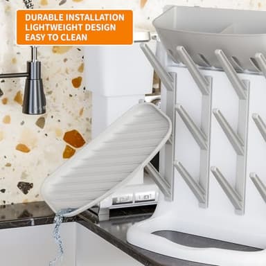 Yieach Larger Vertical Baby Bottle Drying Rack - BPA Free - Space Saving Feeding Bottles Drying Rack Holder for Countertop,Baby Bottle Holder Storage Station for Pacifiers,Pump Accessories Stand,Grey - Image 7