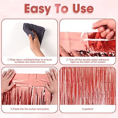 Voircoloria 3 Pack 3.3x8.2 Feet Rose Gold Foil Fringe Backdrop Curtains, Tinsel Streamers Birthday Party Decorations, Fringe Backdrop for Graduation, Baby Shower, Gender Reveal, Disco Party - Image 4