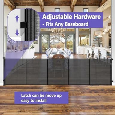 42 Inch Extra Tall Baby Gate 120 Inch Extra Wide Retractable Baby Gates for Large Openings, Upgraded Retractable Gate Keeps Pets from Getting Under Tall Pet Gate, Indoor/Outdoor Long Dog Gate - Image 7