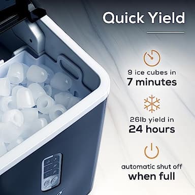 Igloo Automatic Ice Maker, Self- Cleaning, Countertop Size, 26 Pounds in 24 Hours, 9 Large or Small Ice Cubes in 7 Minutes, LED Control Panel, Scoop Included, Perfect for Water Bottles, Mixed Drinks - Image 3