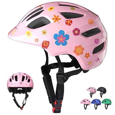 XJD Toddler Helmet Kids Bike Helmet Baby Multi-Sport Adjustable Skateboard Helmet for Kids Boys Girls Infant Lightweight for Age 1 and Older (Pink Flowers, X-Small: 18.11"-20.08" / 46-51 cm) - Image 1