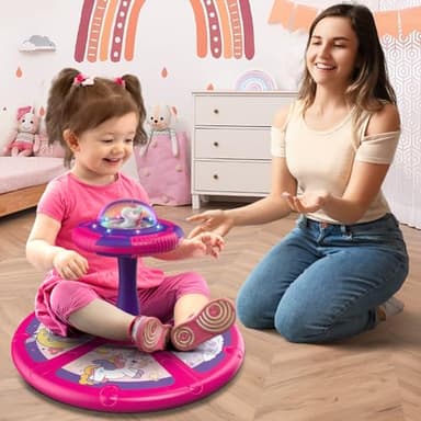 Flooyes Unicorn Sit and Spin Toys for Toddlers Girls 2 Years Old, Birthday Gifts for 2-4, with LED and Music, 360° Spin - Image 8