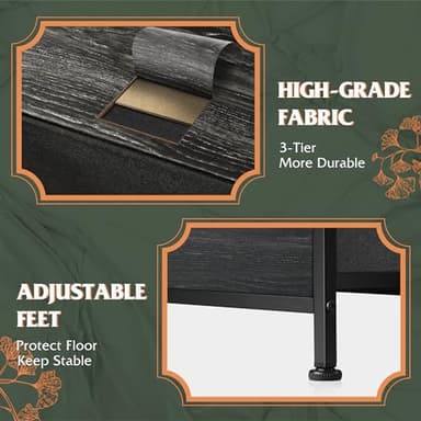 WLIVE Dresser for Bedroom with 8 Drawers, Wide Fabric Dresser for Storage and Organization, Bedroom Dressers, Chest of Drawers for Living Room, Closet, Hallway, Charcoal Black Wood Grain Print - Image 6