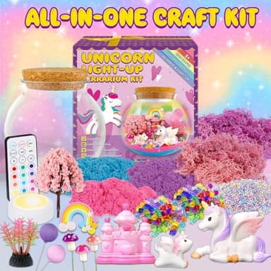 Unicorn Terrarium Crafts Kit for Kids-LED Night Light Up & Remote Unicorn Birthday Gifts Toys for Girls Ages5 6 7 8 9 10 Year Old-Christmas Gifts for Girls - Image 4