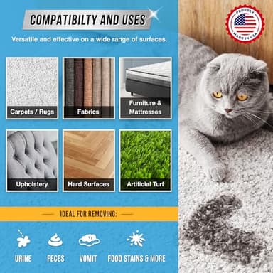 Pet Odor and Stain Eliminator - 32 oz ACTIVE Enzyme Cleaner for Dog & Cat Urine, Stain Remover Spray for Carpet, Upholstery, Hardwood, Spot Cleaning, Deodorizer for Dogs Cats Pets - Natural Citrus Oil - Image 4