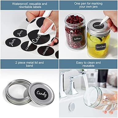 CycleMore 20 Pcs 12oz Glass Mason Jars With Silver Separable Lids, 350ml Round Canning Jars for Honey, Jam, Herb, Wedding Favor, Kitchen Storage Wide Mouth Bottles for Crafts, Meal Prep - Image 6