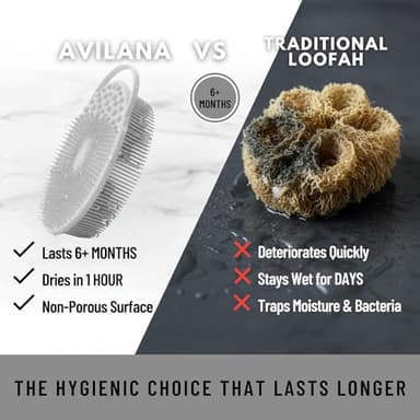 Exfoliating Body Scrubber Silicone - Textured Back Scrubber Shower Brush - Avilana Bath Loofah Alternative Dual Sided - Gentle Smoothing Body Wash Tool Rough Skin - Gift Women Men - Image 3