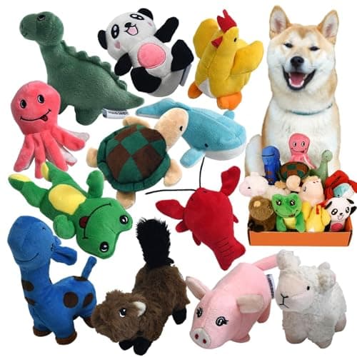 LEGEND SANDY Squeaky Plush Dog Toy Pack for Puppy, Small Stuffed Puppy Chew Toys 12 Dog Toys Bulk with Squeakers, Cute Soft Pet Toy for Small Medium Size Dogs - Image 1