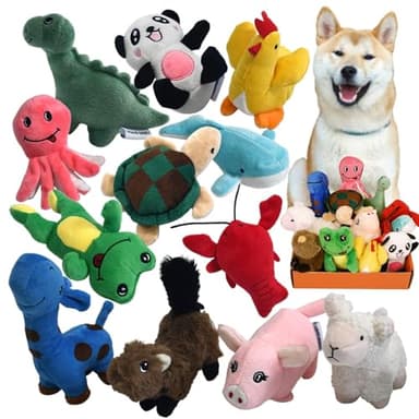 LEGEND SANDY Squeaky Plush Dog Toy Pack for Puppy, Small Stuffed Puppy Chew Toys 12 Dog Toys Bulk with Squeakers, Cute Soft Pet Toy for Small Medium Size Dogs - Image 1