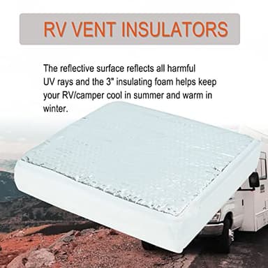PRUNkuar RV Vent Insulator, 14" x 14" x 3" Vent Pillow Skylight Insulator with Reflective Surface for Standard Shower Skylight - 2 Pack - Image 5
