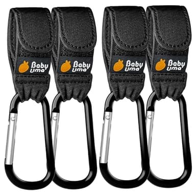 Baby Uma Baby Stroller Hooks for Bags - 4-Pack of Stroller Clips for Diaper Bag, Carry 11 lbs per Stroller Carabiner Clip, Adjustable Stroller Straps, Bag Hook, Universal Stroller Accessories - Image 1