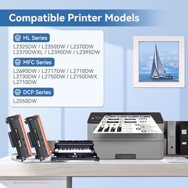 MYTONER Compatible Toner Cartridges Replacement for Brother TN760 TN-760 DR730 Drum Unit TN730 TN-730 for MFC-L2750DW MFC-L2690DW MFC-L2710DW MFC-L2717DW HL-L2350DW Printer (2 Packs Toner, 1 Drum) - Image 2