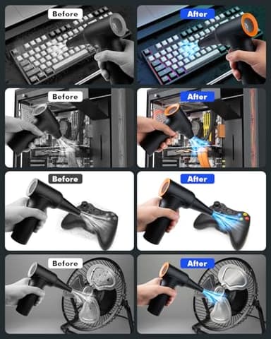 YEAHCO Compressed Air Duster - High Speed 300000RPM Electric Air Duster,120M/S 3 Gear 10000mAh Rechargeable Cordless Air Blower Turbo Fan, Jet Dry Blower for PC Computers Car Electronics - Image 6