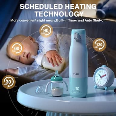 YIGUPortable Bottle Warmer 12oz Large Capacity 55W Power, Fast Heating for Breast Milk, Formula, and Milk, Suitable for Baby Outdoor, Airplane, and Car Travel Bottle - Image 7