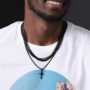 Mens Cuban Link Chain, Black Miami Cuban Chain Necklace for Men, 9mm Wide Hip Hop Mens Jewelry, 24" - Image 4