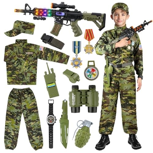 Metemot Kids Army Costume for Boys, Military Army Costume with Army Toys, Solider Boy Dress up, Halloween Costumes for Boys… - Image 1